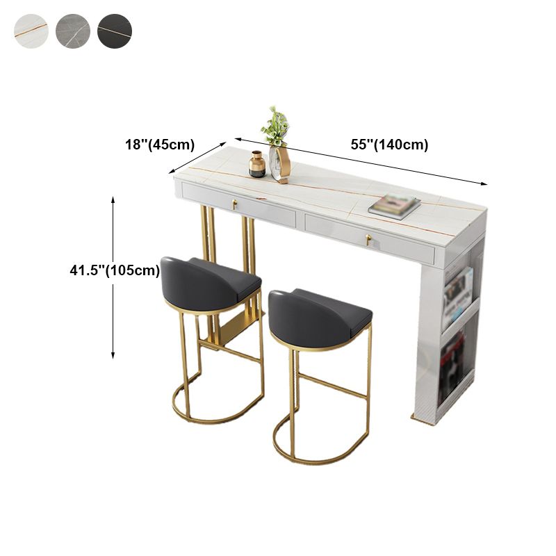Marble Bistro Bar Table with Rectangle Table Top Double Pedestal Table Clearhalo 'Bar Furniture' 'Bar Tables' 'bar_tables' 'furn' 'furn_bar_tables' 'Furniture' 'Kitchen & Dining Furniture' 1200x1200_2f48755b-a502-4b95-95a4-8ebcef0d6a50