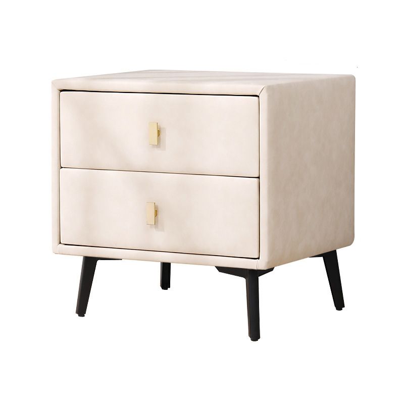 Table de nuit en faux cuir moderne 20 pouces H les jambes de rangement à 2 titres inclus la table de nuit