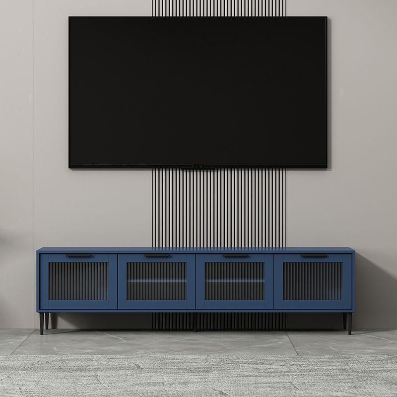 Mueble para TV con almacenamiento cerrado escandinavo Mueble para TV de madera sintética con 4 puertas