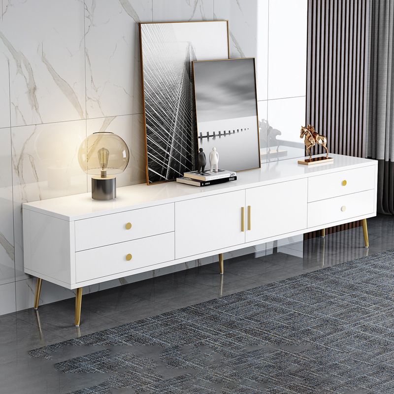 Supporto TV multimediale in legno ingegnerizzato con console TV per riporre gli armadietti chiusi