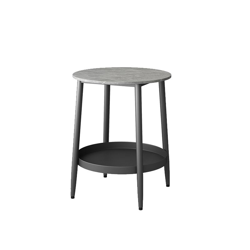 Table de nuit en pierre et en fer à rangement ouvert table de nuit