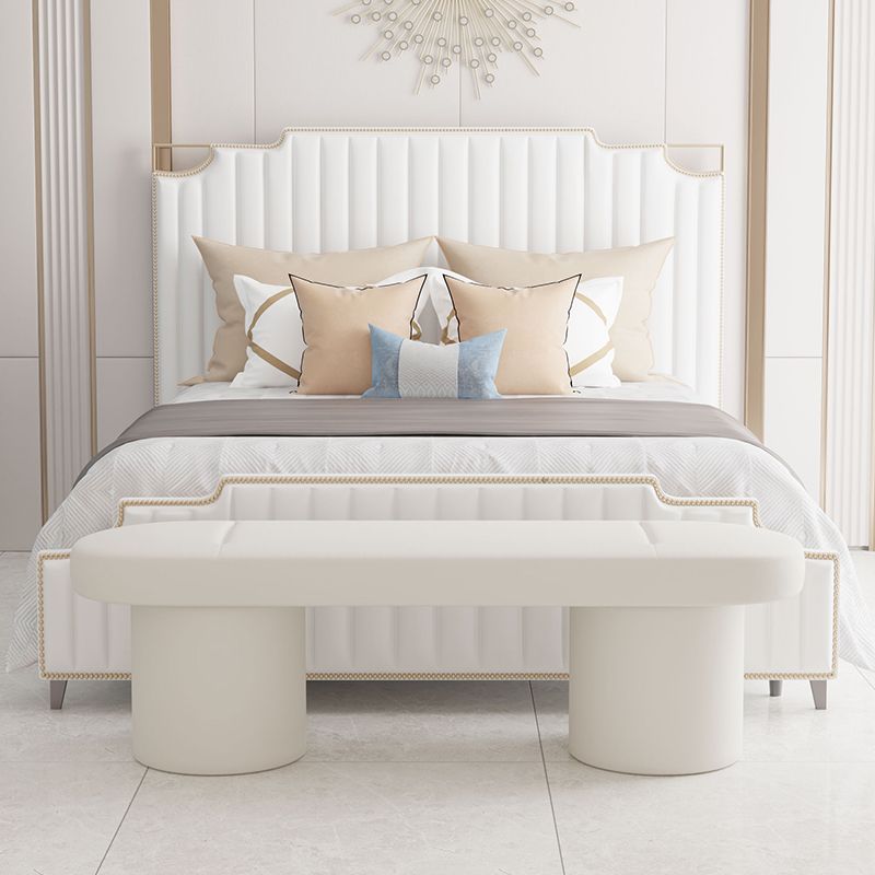 Contemporary Upholstered Bench Oval 17.7" Height Bedroom Bench with Legs Clearhalo 'Benches' 'Chairs & Seating' 'furn' 'furn_benches' 'Furniture' 'Living Room Furniture' 1200x1200_2f4f5282-c39c-4d7b-84af-7f631968481b