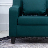 24.4"Wide Linen/Faux Leather Arm Chair with Pillow Back and Basic Four Legs Clearhalo 'Accent Chairs' 'accent_chairs' 'Chairs & Seating' 'Furniture' 'furniture_accent_chairs' 'Living Room Furniture' 1200x1200_2f504de3-74a7-467d-81ab-4d09a32e8a7a