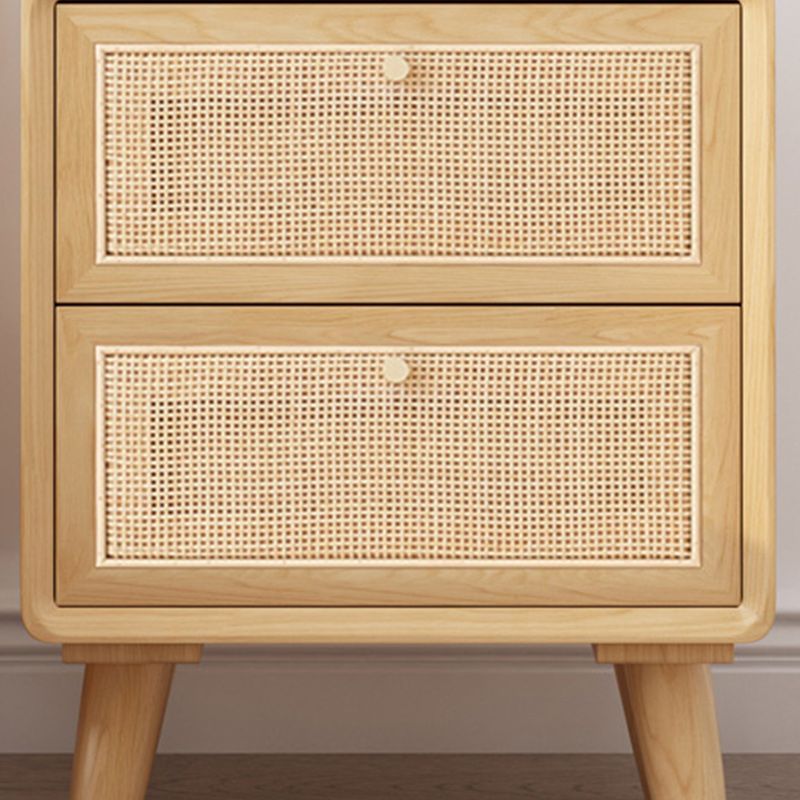 Wicker & Rattan Moderner Nachttisch Massivholz 2-Drawern-Aufbewahrung 22-Zoll-Nachttisch