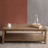17"H Contemporary Coffee Table Solid Wood Coffee Cocktail Table with Storage