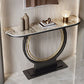 Moderna Med Half Moon Console Table Sofá Mesa de consola de piedra en gris