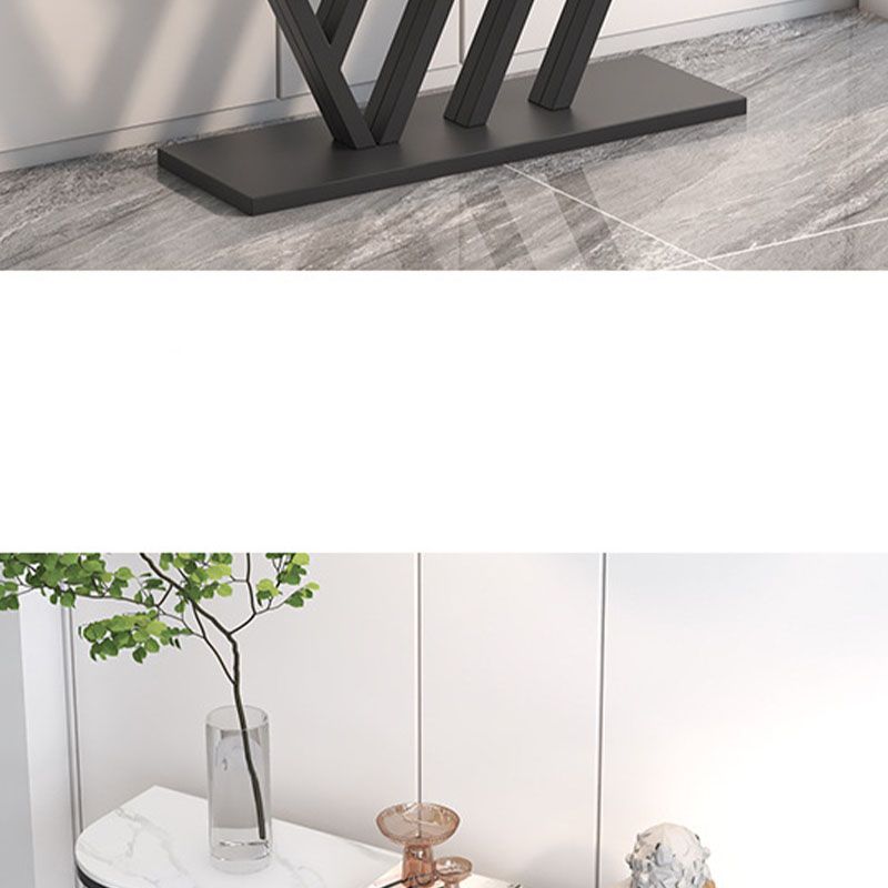 Stone Half Moon Console Table 31.5 "Mesa de acento de 1 estante de altura para Hall