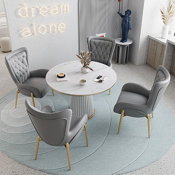Minimalist Kitchen Standard Dining Table White Sintered Stone Dining Table with Pedestal Base Clearhalo ' dining_table' 'Dining Tables & Seating' 'Dining Tables' 'furn' 'furn_dining_table' 'Furniture' 'furniture_dining_table' 'Kitchen & Dining Furniture' 'kitchen&dining_furn' 'kitchen' 'kitchen_dining_table' 1200x1200_2f570399-84c8-4178-ad0c-07642429e380