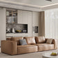 Sofá de brazo cuadrado de cuero marrón genuino estilo moderno para sala de bonificación