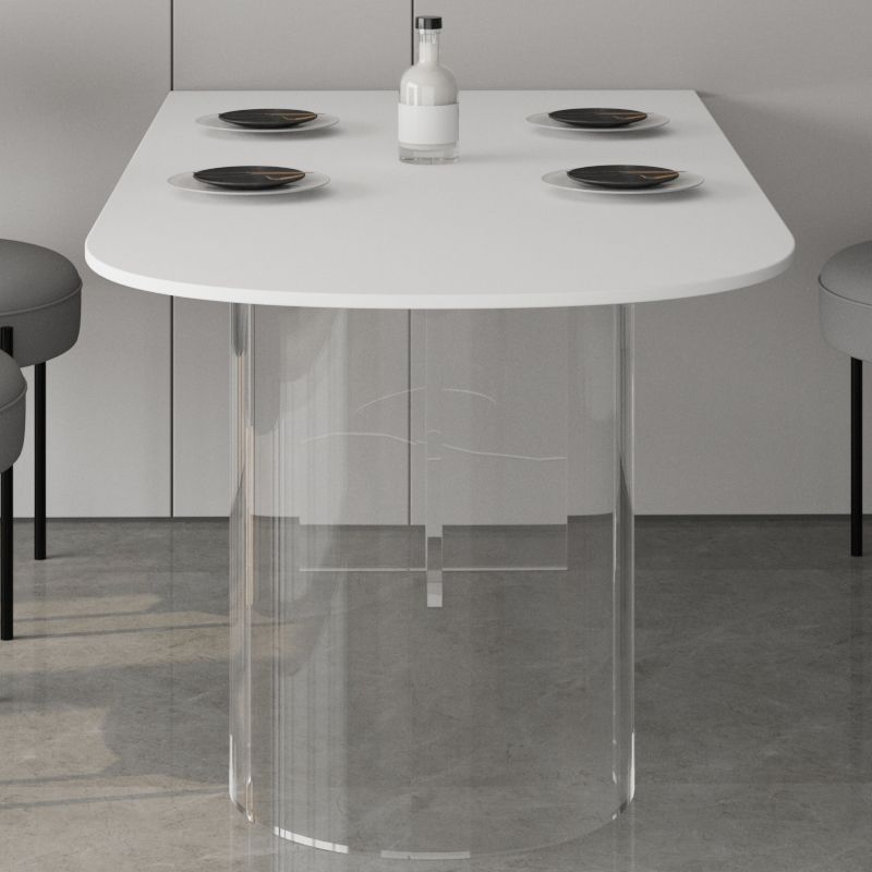 Oval Sintered Stone Dining Table Modern Furniture with Clear Acrylic Double Pedestal Clearhalo 'Dining Tables & Seating' 'Dining Tables' 'dining_table' 'furn' 'furn_dining_table' 'Furniture' 'Kitchen & Dining Furniture' 1200x1200_2f5979a7-7e75-41fc-8b90-eaf95b4b63d1