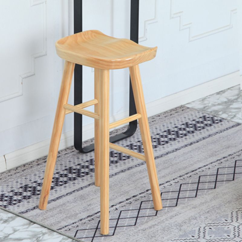 Contemporary Wood Stool Wood Rectangle Seat Counter Stool in Matte ...