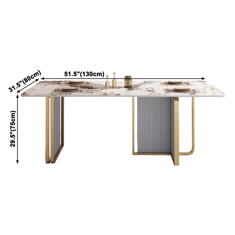 Sintered Stone Top Dining Table in White Modern Kitchen Table with Double Pedestal Clearhalo ' dining_table' 'Dining Tables & Seating' 'Dining Tables' 'furn' 'furn_dining_table' 'Furniture' 'furniture_dining_table' 'Kitchen & Dining Furniture' 'kitchen&dining_furn' 'kitchen' 'kitchen_dining_table' 1200x1200_2f5b7b3a-8ce9-4634-81a1-a0540e88bd32