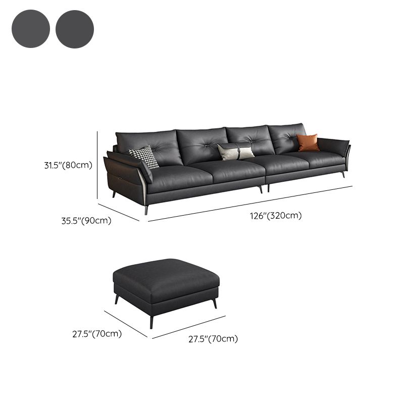 Mid Century Faux Leather Sectional Flared Arm Sectional Set in Black Clearhalo 'furn' 'furn_sectionals' 'Furniture' 'Living Room Furniture' 'Sectionals' 1200x1200_2f5c6b03-c700-4dd3-a021-1dd3025ad13c