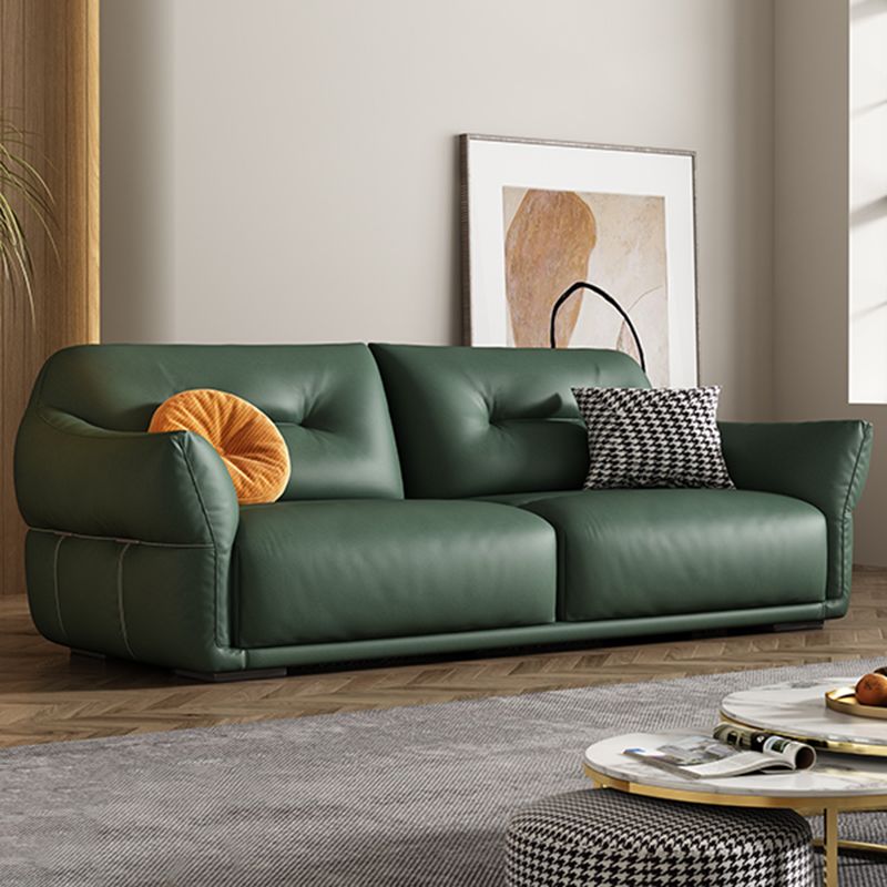 Eigentijdse groene vierkante arm echt leerstationaire bank