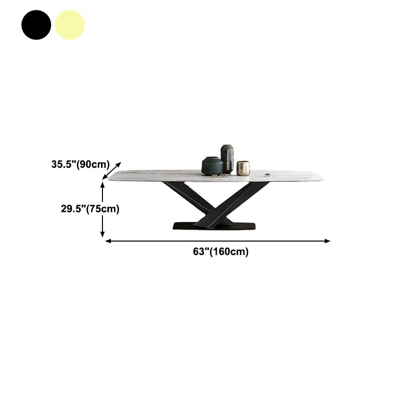 Muebles tradicionales de piedra rectangle de mesa de comedor de lujo con base de pedestal
