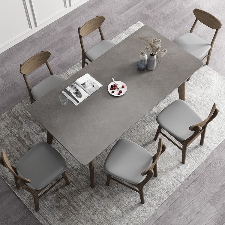 Rectangle Sintered Stone Grey Tone Dining Table Vintage 4 Legs Table for Dining Room Clearhalo ' dining_table' 'Dining Tables & Seating' 'Dining Tables' 'furn' 'furn_dining_table' 'Furniture' 'furniture_dining_table' 'Kitchen & Dining Furniture' 'kitchen&dining_furn' 'kitchen' 'kitchen_dining_table' 1200x1200_2f5ec569-75e3-4ab3-8501-b284df370f4e