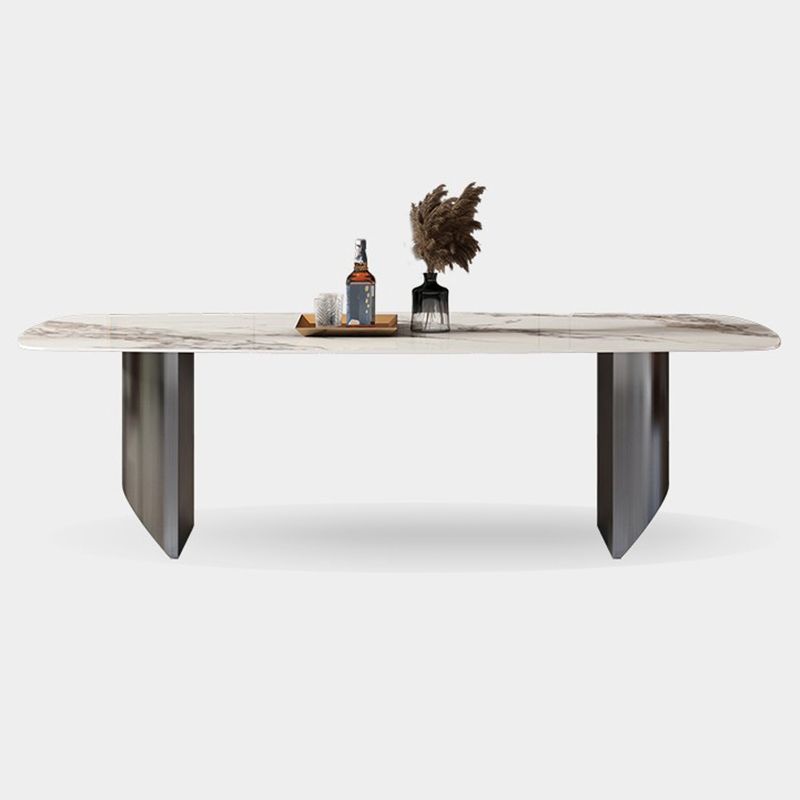 Mesa de comedor rectangular industrial Mesa de piedra sinterizada con patas de metal