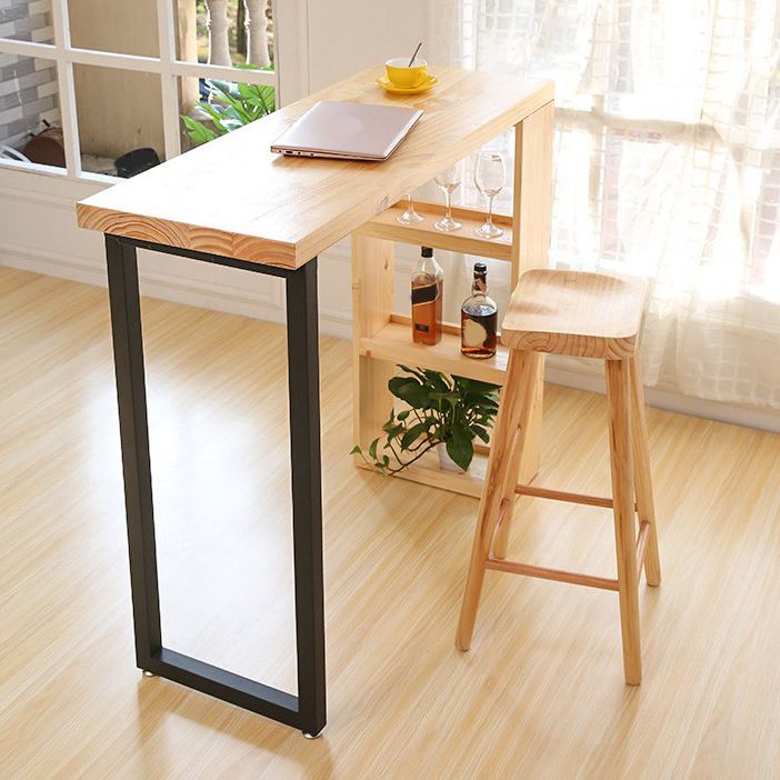 Mesa de barra de madera maciza rectangular de lujo Juego de mesa 1/2/3 piezas de mostrador con taburetes sin espalda