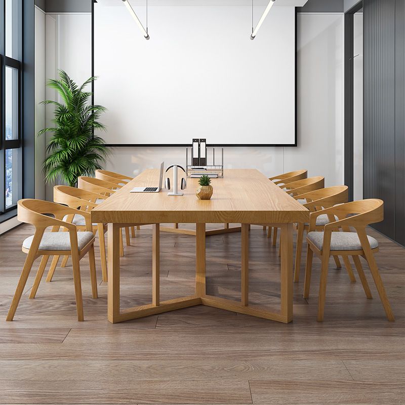 Rectangle Modern Solid Wood Standard Height Table Double Pedestal Dining Table Clearhalo 'Dining Tables & Seating' 'Dining Tables' 'dining_table' 'furn' 'furn_dining_table' 'Furniture' 'furniture_dining_table' 'Kitchen & Dining Furniture' 'kitchen' 'kitchen_dining_table' 1200x1200_2f6b18e8-86cf-4183-92c7-bff843887d20