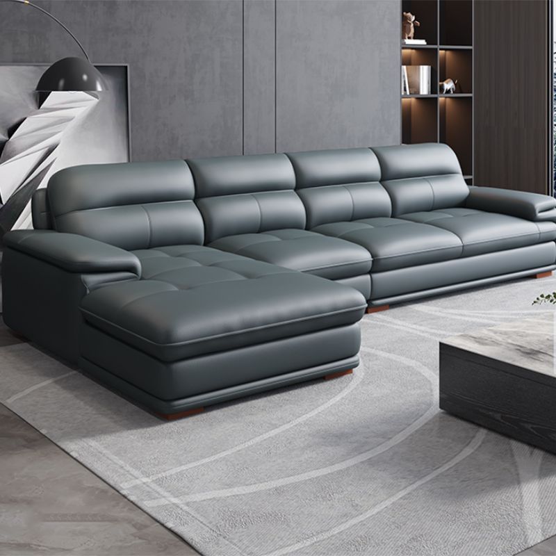 Nordic Stationary Genuine Leather Living Room Recessed Arm Sofa Chaise Clearhalo 'furn' 'furn_sectionals' 'Furniture' 'Living Room Furniture' 'Sectionals' 1200x1200_2f6bf550-cfec-416c-9e48-973621310e1e