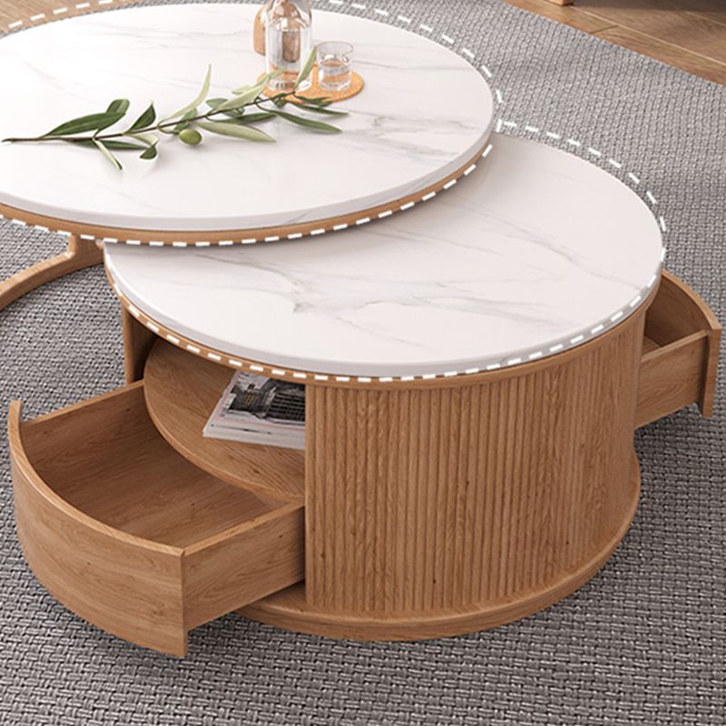 Mesa de café redonda de mesa de café juego con estante de almacenamiento