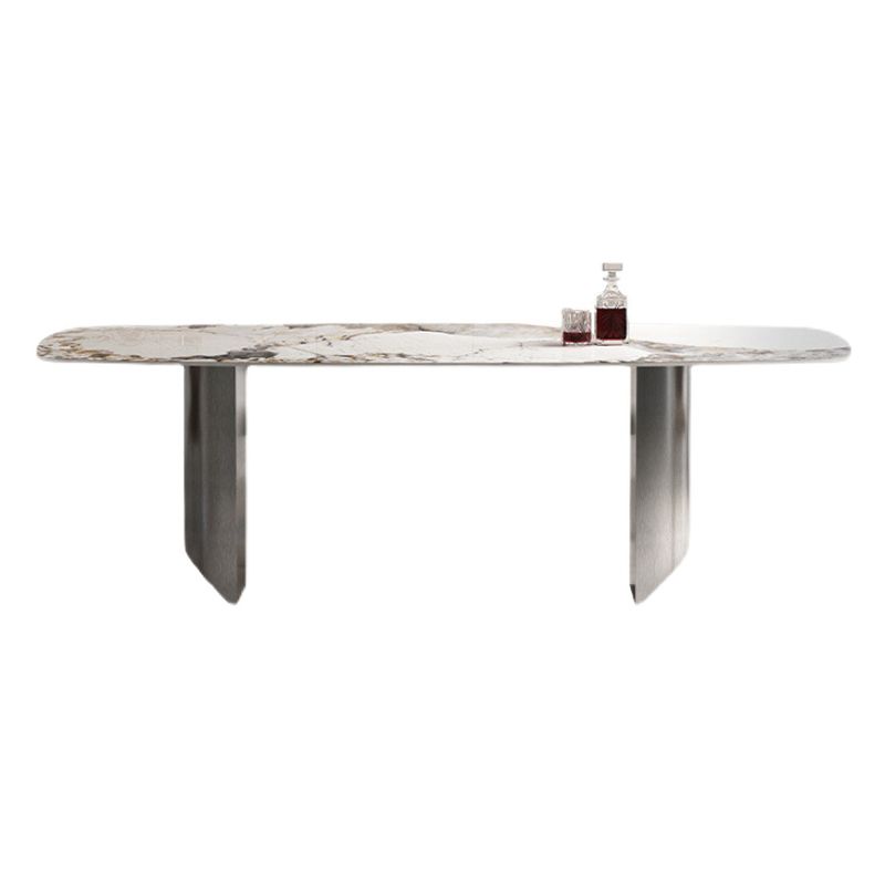 Rectangle Sintered Stone Dining Table Modern Table in White with Metal Double Pedestal Clearhalo ' dining_table' 'Dining Tables & Seating' 'Dining Tables' 'furn' 'furn_dining_table' 'Furniture' 'furniture_dining_table' 'Kitchen & Dining Furniture' 'kitchen&dining_furn' 'kitchen' 'kitchen_dining_table' 1200x1200_2f7193b8-f9c5-42dc-92d8-a64d1e30e105
