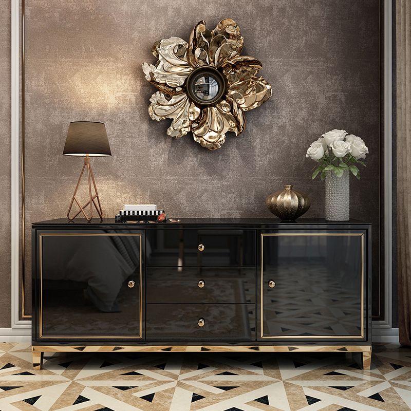 Enclosed Storage Media Console Glass TV Stand Console with Drawers Clearhalo 'furn' 'furn_tv_stands_entertainment_centers' 'Furniture' 'Living Room Furniture' 'TV Stands & Entertainment Centers' 'TV Stands & Media Storage Furniture' 'tv_stands_entertainment_centers' 1200x1200_2f73139a-40ac-4091-8e88-e1a8ccabdded