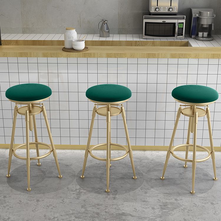 Glam Liftable Rotatable Counter Stool Iron Cafe Bar Stool with Cushion and Pedal Clearhalo 'Bar Furniture' 'Bar Stools' 'bar_stools' 'furn' 'furn_bar_stools' 'Furniture' 'furniture_bar_stools' 'Kitchen & Dining Furniture' 1200x1200_2f73e554-3d77-4a76-b3dc-6ea35f687cd7