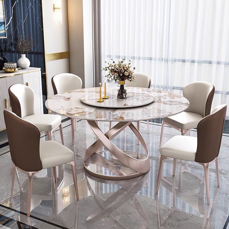 Contemporary Round Pedestal Dining Table Stone Matte Finish Table Clearhalo 'Dining Tables & Seating' 'Dining Tables' 'dining_table' 'furn' 'furn_dining_table' 'Furniture' 'Kitchen & Dining Furniture' 1200x1200_2f73ef69-2371-4e5e-bceb-43512f38c245