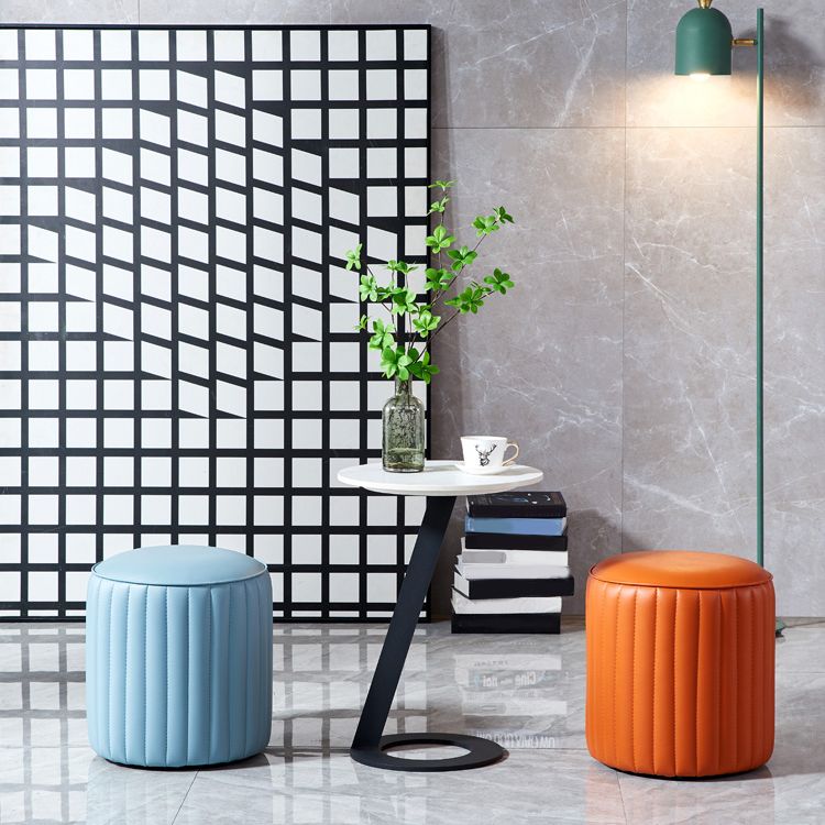 Modern Orange Pouf Water Resistant Round Pure Color Leather Pouf Clearhalo 'furn' 'furn_ottomans_poufs' 'Furniture' 'Living Room Furniture' 'Ottomans & Poufs' 'ottomans_poufs' 1200x1200_2f7482ab-fb3d-4f60-ae97-883471933186