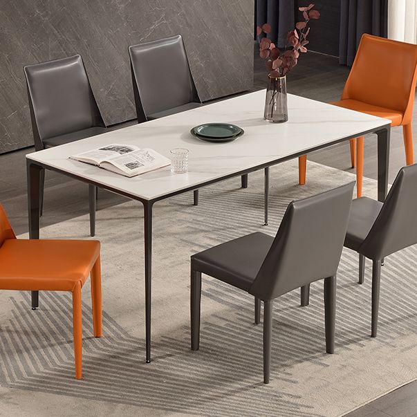 Contemporary Sintered Stone Dining Table 4 Legs Rectangular Table in White Clearhalo ' dining_table' 'Dining Tables & Seating' 'Dining Tables' 'furn' 'furn_dining_table' 'Furniture' 'furniture_dining_table' 'Kitchen & Dining Furniture' 'kitchen&dining_furn' 'kitchen' 'kitchen_dining_table' 1200x1200_2f770c12-9e80-46d9-9273-1fe92b2c5567