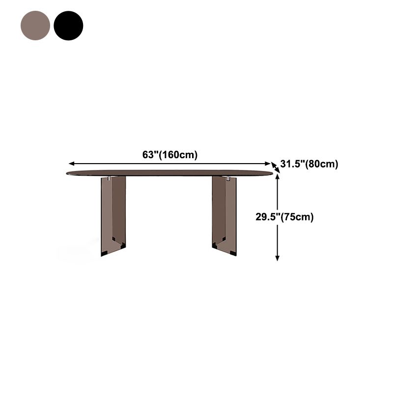 Clear Glass Contemporary Oval Table Glass Top Table with Double Pedestal Clearhalo ' dining_table' 'Dining Tables & Seating' 'Dining Tables' 'furn' 'furn_dining_table' 'Furniture' 'furniture_dining_table' 'Kitchen & Dining Furniture' 'kitchen&dining_furn' 'kitchen' 'kitchen_dining_table' 1200x1200_2f777440-c01c-4ddb-a7ef-601e675bed7c