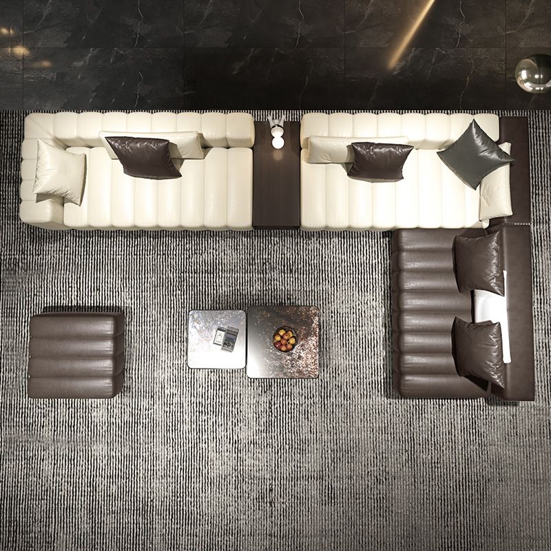 Divano sezionale in pelle autentica di metà secolo 24 "divano a braccio quadrato H con deposito