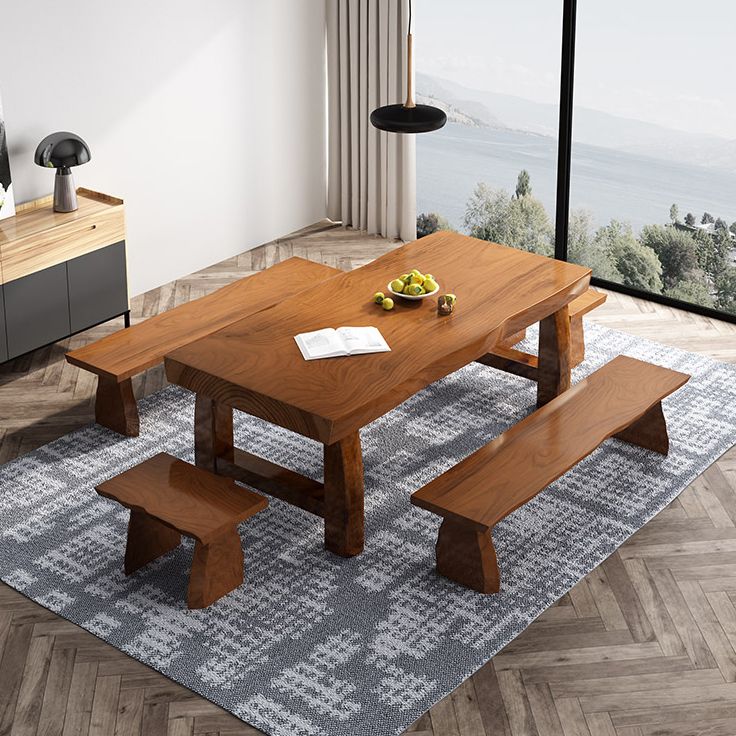 Minimalist Solid Wood Brown Dining Table Kitchen Rectangle Dining Table for Kitchen Clearhalo ' dining_table' 'Dining Tables & Seating' 'Dining Tables' 'furn' 'furn_dining_table' 'Furniture' 'furniture_dining_table' 'Kitchen & Dining Furniture' 'kitchen&dining_furn' 'kitchen' 'kitchen_dining_table' 1200x1200_2f78d5ef-a641-42c7-8175-92b2d39deb86