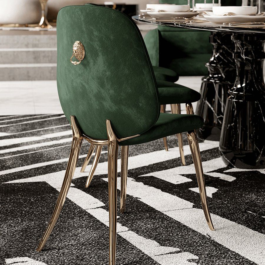 Nordic Style Armless Dining Chairs Glam Side Chairs with Metal Base