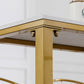 Moderner Bartisch mit weißer Kunstmarmorplatte und goldenem Sockel