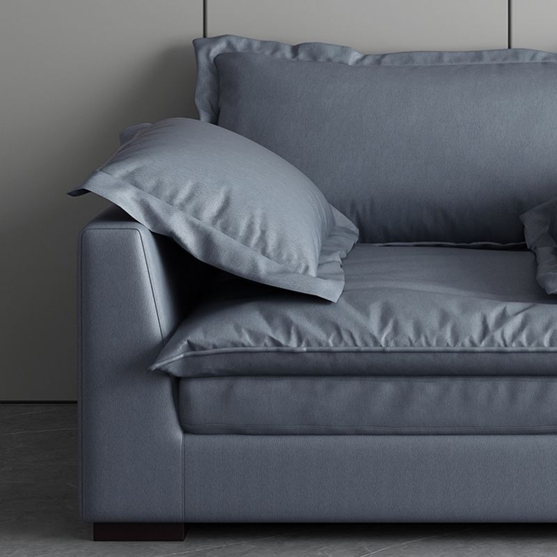 静止リビングルームスクエアアーム標準ブルーグレーモダンソファ