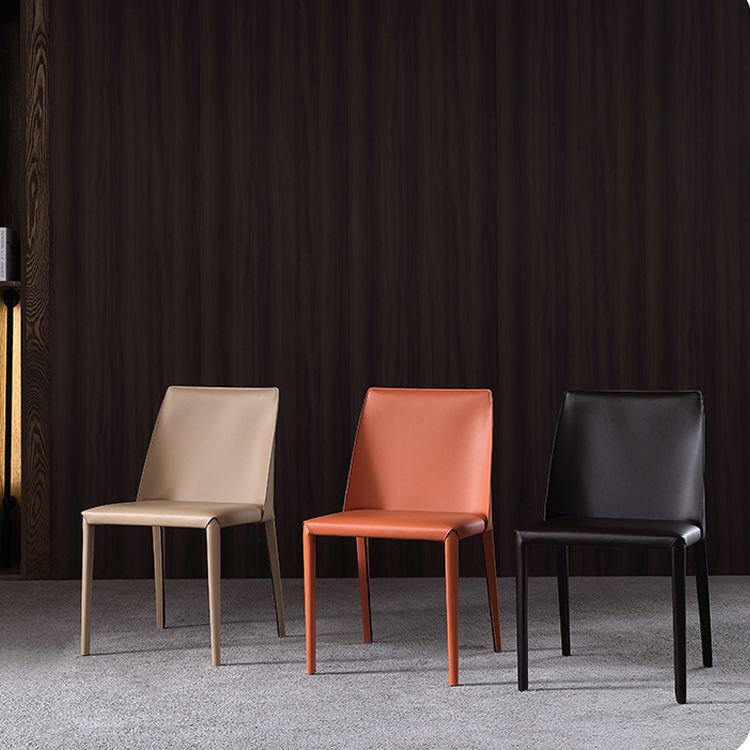 Minimalist Armless Solid Back Chair for Home Use Leather Dining Side Chair Clearhalo 'Dining Chairs' 'Dining Tables & Seating' 'dining_chair' 'furn' 'furn_dining_chair' 'Furniture' 'furniture_dining_chair' 'Kitchen & Dining Furniture' 1200x1200_2f7c063b-b345-4ce5-9881-e9b4d17eb788