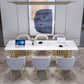 White Glam Office Desk Marble Home Writing Desk met metalen benen