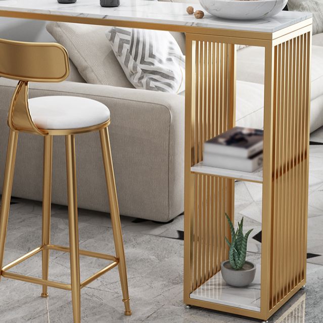 Marble Bar Table with Rectangle Table Top Double Pedestal Table with 41.3-inch Height Clearhalo 'Bar Furniture' 'Bar Tables' 'bar_tables' 'furn' 'furn_bar_tables' 'Furniture' 'furniture_bar_tables' 'Kitchen & Dining Furniture' 1200x1200_2f7e0d21-0088-4156-8056-87893f6f965d