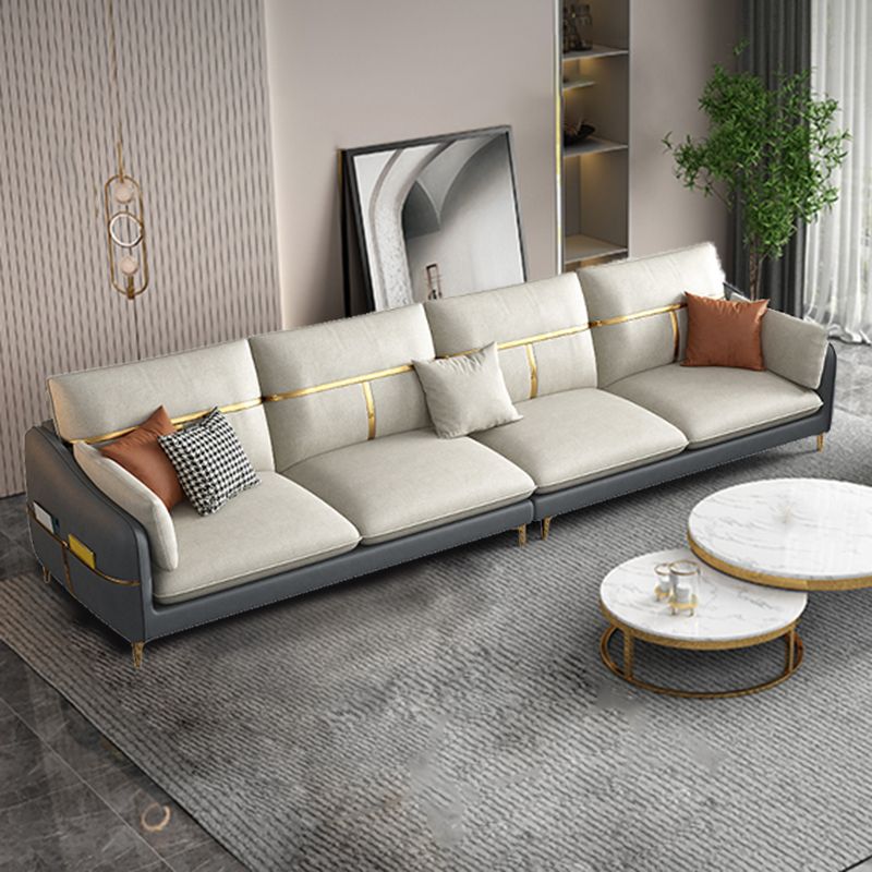 Contemporary Living Room Faux Leather Sofa Pillow Back Couch with Brass Legs Clearhalo 'furn' 'furn_sofas' 'Furniture' 'furniture_sofas' 'Living Room Furniture' 'Sofa' 'sofas' 1200x1200_2f7fd089-0d96-44ca-82d4-31dc7a4a8cec