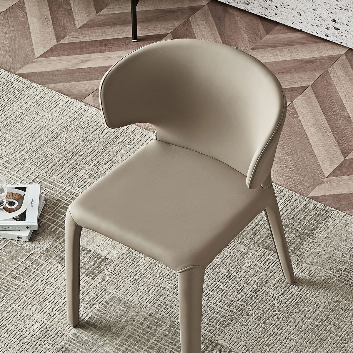 Modern Faux Leather Dining Chair Wingback Side Chair for Home Use Clearhalo ' kitchen&dining_furn' 'Dining Chairs' 'Dining Tables & Seating' 'dining_chair' 'furn' 'furn_dining_chair' 'Furniture' 'furniture_dining_chair' 'Kitchen & Dining Furniture' 'kitchen' 1200x1200_2f827874-7fc5-4edd-a3fe-f47dd1b83bbf