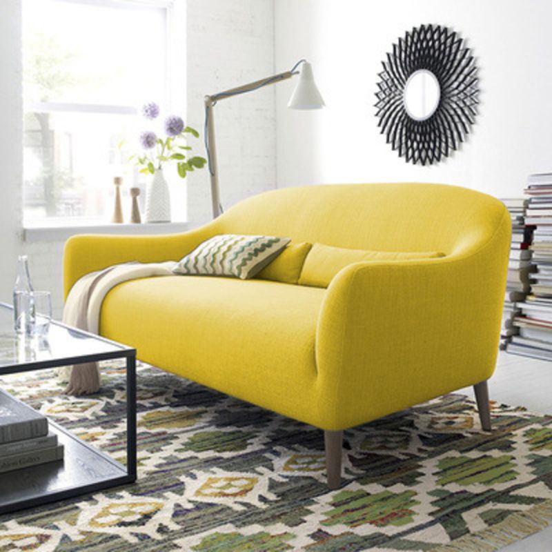 Contemporary Cotton Arm Sofa Sloped Arm Curved Loveseat for Living Room