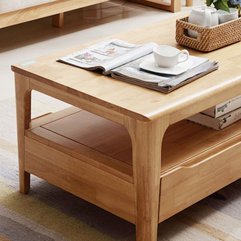 Contemporary 4 Legs Solid Wood with Drawer Rectangular/Square Coffee Table Clearhalo 'Coffee & Accent Tables' 'Coffee Tables' 'coffee_tables' 'furn' 'furn_coffee_tables' 'Furniture' 'Living Room Furniture' 1200x1200_2f8594e3-a30f-4bcd-8344-866111a20aea