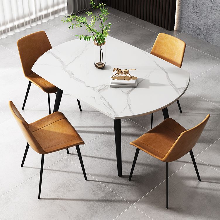 Modern Style Sintered Stone Dining Table White Round Table with Metal Base for Home Clearhalo ' dining_table' 'Dining Tables & Seating' 'Dining Tables' 'furn' 'furn_dining_table' 'Furniture' 'furniture_dining_table' 'Kitchen & Dining Furniture' 'kitchen&dining_furn' 'kitchen' 'kitchen_dining_table' 1200x1200_2f85f9d9-68f2-41ea-bcdf-64f46ee5edce