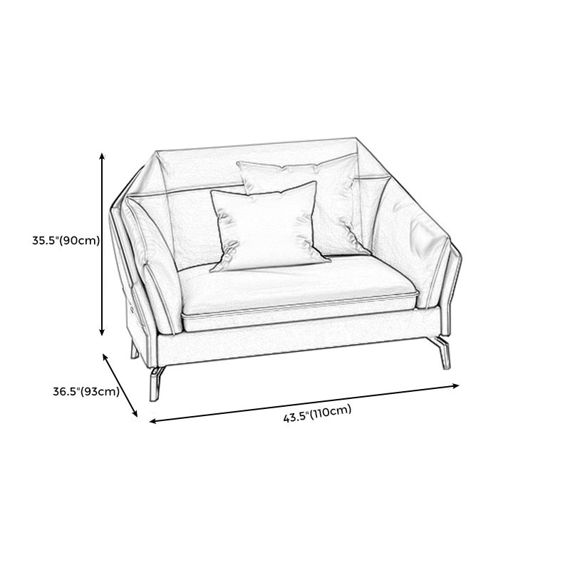 Contemporary Genuine Leather Sewn Pillow Back Sofa 35.43"High Flared Arm Sofa,Dark Brown Clearhalo 'furn' 'furn_sectionals' 'Furniture' 'furniture_sectionals' 'kitchen' 'kitchen_sectionals' 'Living Room Furniture' 'Sectionals' 1200x1200_2f878277-4f45-423b-8a15-c4a2cf66ee97