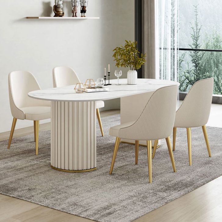 モダンスタイルの焼結ストーンダイニングセットオーバル1/2/5/6/7ピースダイニングセットダイニングエリア