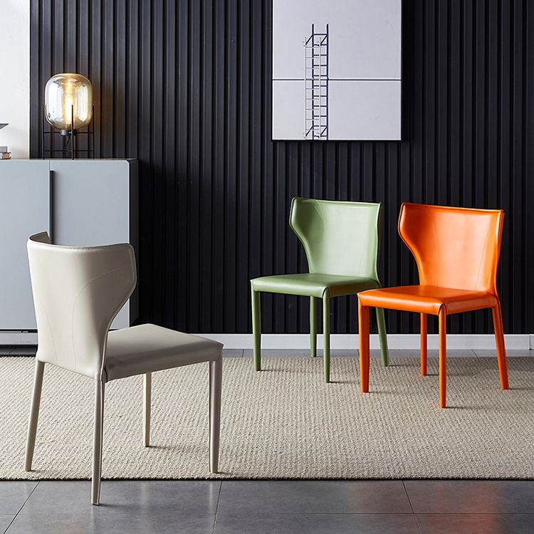 Kitchen Leather Dining Chair 32"H Wingback Side Chair with Metal 4 Legs Clearhalo ' kitchen&dining_furn' 'Dining Chairs' 'Dining Tables & Seating' 'dining_chair' 'furn' 'furn_dining_chair' 'Furniture' 'furniture_dining_chair' 'Kitchen & Dining Furniture' 'kitchen' 1200x1200_2f8c67dd-bf2b-40ba-aec4-a233e175aedc