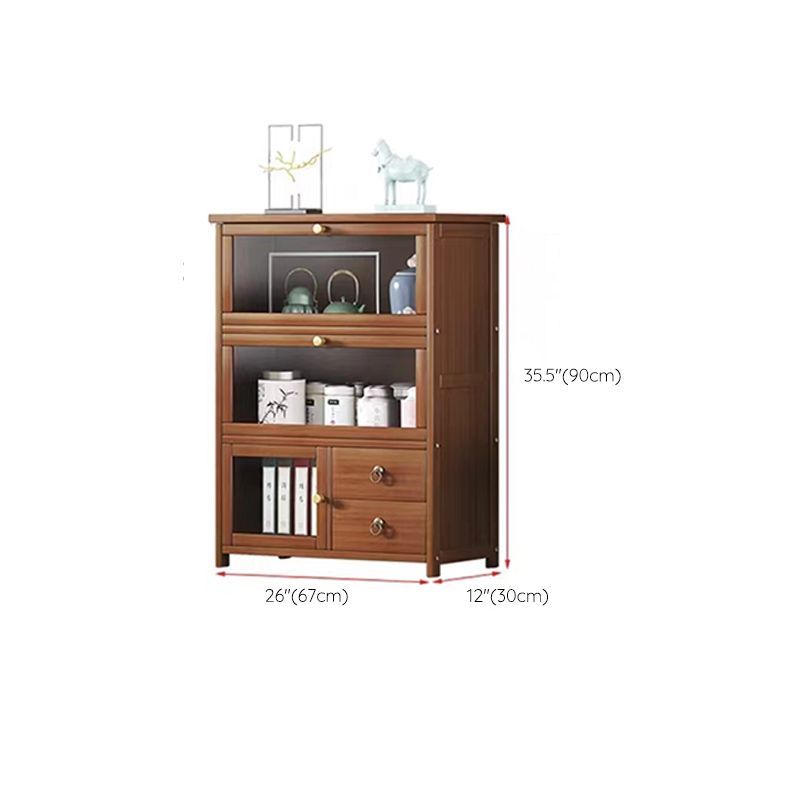 Mid-Century Modern Wood Accent Cabinet 26.4" W Glass Paned Chest in Brown Clearhalo 'Cabinets & Chests' 'cabinets_chests' 'furn' 'furn_cabinets_chests' 'Furniture' 'Living Room Furniture' 1200x1200_2f8ca8fa-2fd5-46d8-9ab1-a0e08bc497df