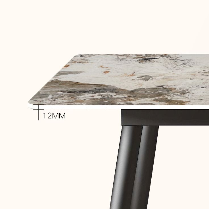 Simplicity Rectangle Dining Room Table Grey Sintered Stone Table with 4 Black Legs Clearhalo ' dining_table' 'Dining Tables & Seating' 'Dining Tables' 'furn' 'furn_dining_table' 'Furniture' 'furniture_dining_table' 'Kitchen & Dining Furniture' 'kitchen&dining_furn' 'kitchen' 'kitchen_dining_table' 1200x1200_2f8e2ba4-768b-46d9-8bd4-f36f812d2b21